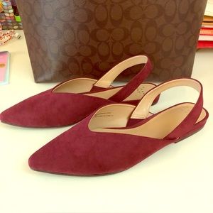 Burgundy sling back flats